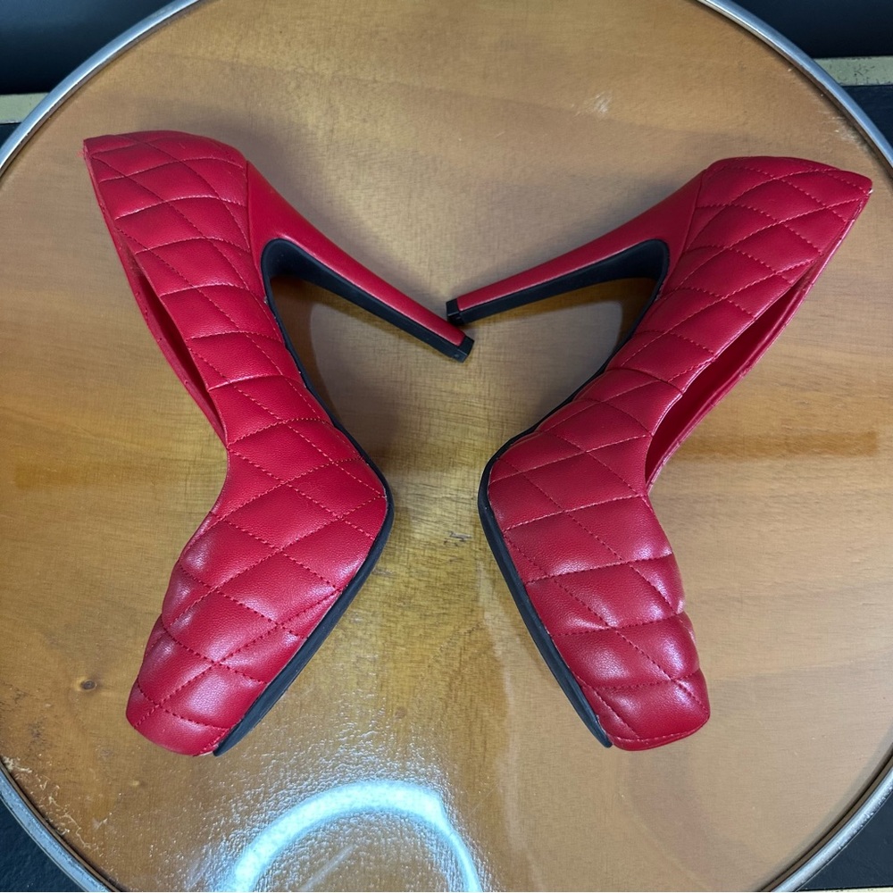 Jessica Simpson Parish7 Red Quilted Platform High Heels Pumps Sz 5.5 🍒 - Picture 6 of 15